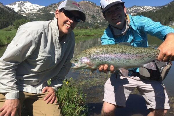 Trophy rainbow trout on our private, stocked pond in Olympic Valley near lake tahoe