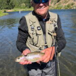 Fly fishing instruction beside the Truckee River.