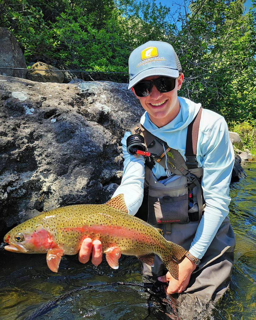 Fly fishing the Truckee River during summer at sunrise, showing ideal conditions for trout fishing in June, July, and August.