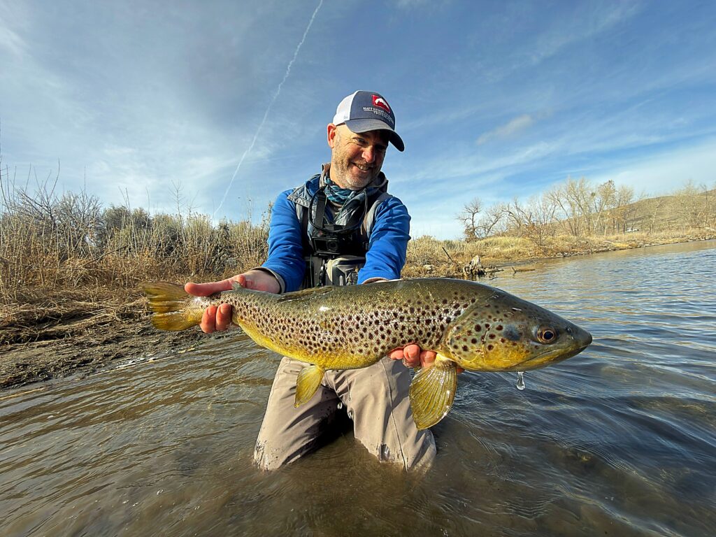A trophy brown trout on a streamer east of Reno on a float trip last season